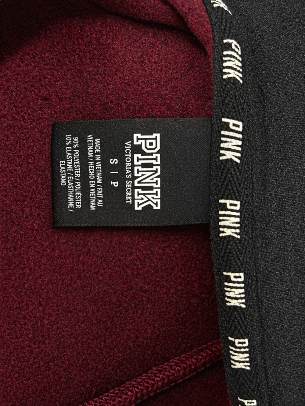 VS PINK 1/4 Zip Sweatshirt Small Burgundy Red Pullover Logo - Picture 8 of 8